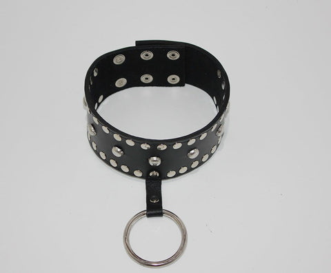 Hells Couture Mistress Leather Collar Studded with Metal Hardware - Collars and Leads