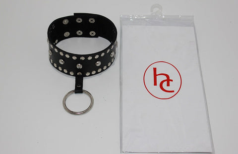 Hells Couture Mistress Leather Collar Studded with Metal Hardware - Collars and Leads