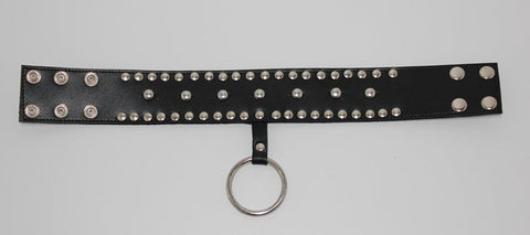 Hells Couture Mistress Leather Collar Studded with Metal Hardware - Collars and Leads