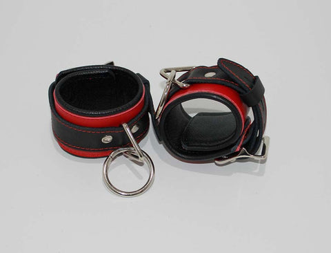Netherworld Restraints Wrist Cuffs Black and Red Leather - Cuffs and Restraints