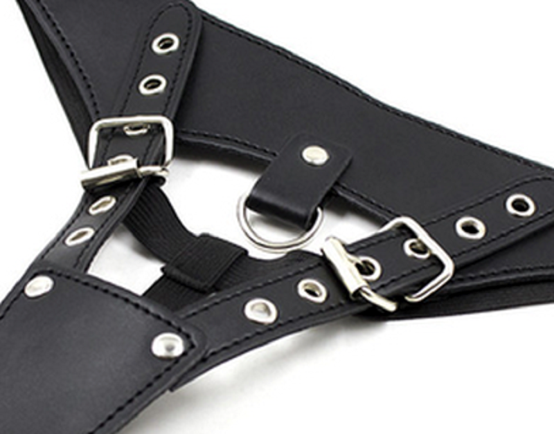 BDStyle Open Front BDSM Panties Faux Leather with Adjustable Clasps - Her Fetish