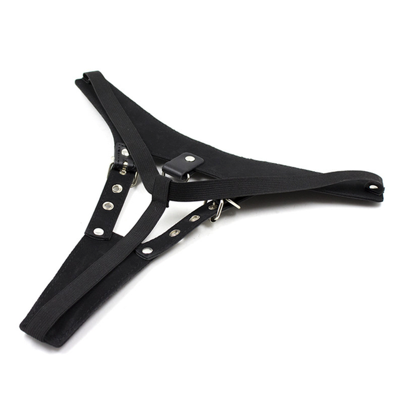 BDStyle Open Front BDSM Panties Faux Leather with Adjustable Clasps - Her Fetish
