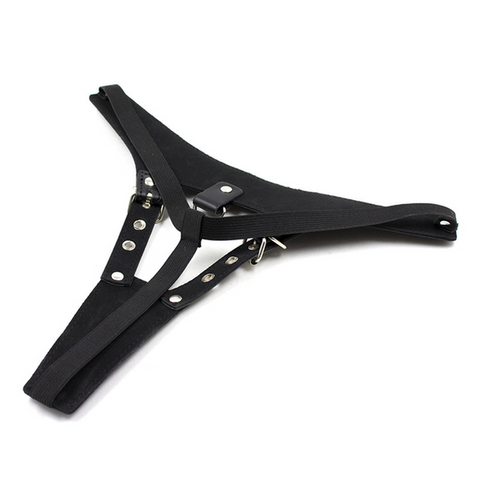 BDStyle Open Front BDSM Panties Faux Leather with Adjustable Clasps - Her Fetish