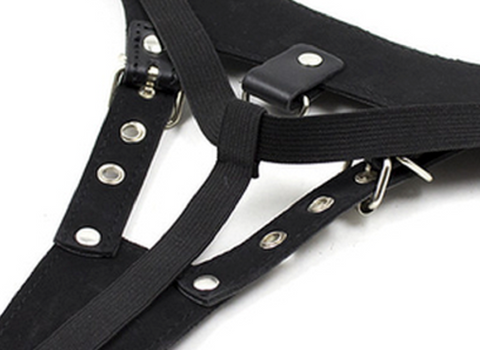 BDStyle Open Front BDSM Panties Faux Leather with Adjustable Clasps - Her Fetish