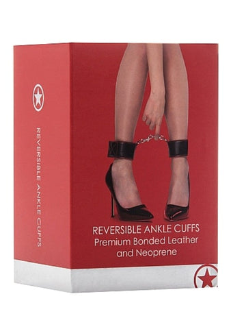 Shots Toys Ouch Reversible Ankle Cuffs Red Dual Material Restraint - Cuffs and Restraints