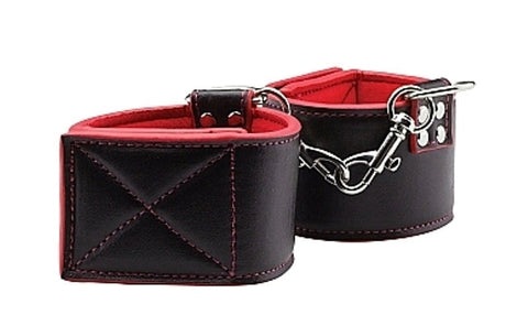 Shots Toys Ouch Reversible Ankle Cuffs Red Dual Material Restraint - Cuffs and Restraints