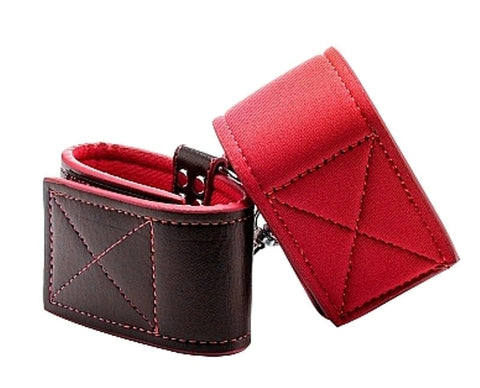 Shots Toys Ouch Reversible Wrist Cuffs Red Dual Material Restraints - Cuffs and Restraints