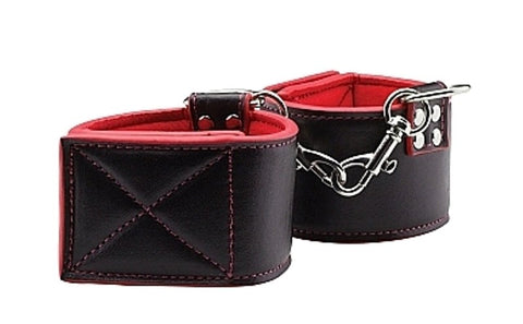 Shots Toys Ouch Reversible Wrist Cuffs Red Dual Material Restraints - Cuffs and Restraints