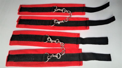 BDStyle RednBlack Wrist & Ankle Cuffs with Adjustable Restraints - Cuffs and Restraints