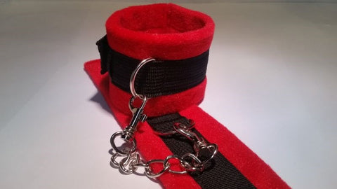 BDStyle RednBlack Wrist & Ankle Cuffs with Adjustable Restraints - Cuffs and Restraints