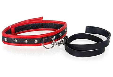 Adam & Eve Scarlet Couture Collar and Leash BDSM Power Play Set - Collars and Leads