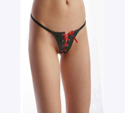 BDStyle Sexy Panty With Red Silk Ties and Adjustable Cock Ring - Cuffs and Restraints