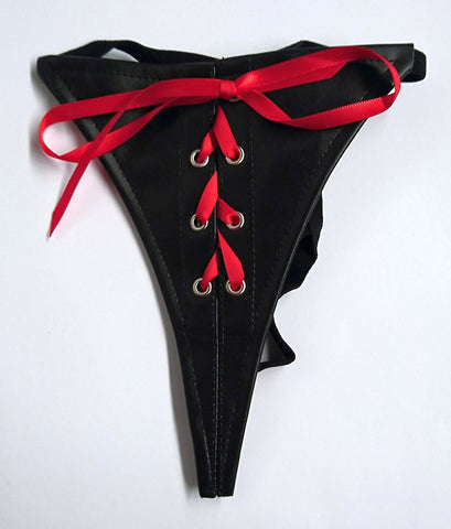 BDStyle Sexy Panty With Red Silk Ties and Adjustable Cock Ring - Cuffs and Restraints