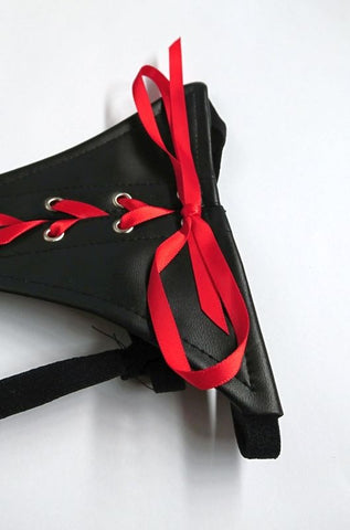 BDStyle Sexy Panty With Red Silk Ties and Adjustable Cock Ring - Cuffs and Restraints
