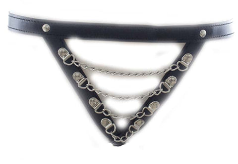 BDStyle Sexy Pu Panty with Front Chain Black Faux Leather Fetish Wear - Her Fetish