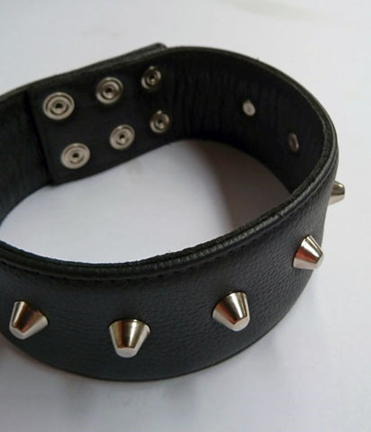 Hells Couture Spiked Slave Collar with Three Layer Button Buckle System - Collars and Leads