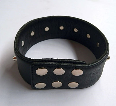 Hells Couture Spiked Slave Collar with Three Layer Button Buckle System - Collars and Leads