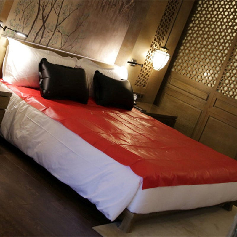 BDStyle Incontinence Waterproof Bed Sheets Large Red Black PVC Protection - Sex Furniture