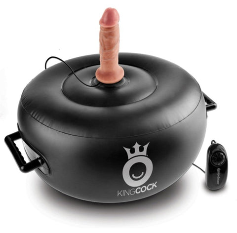 Pipedream Products King Cock Vibrating Inflatable Dildo Hot Seat Black Hands Free - Sex Machines