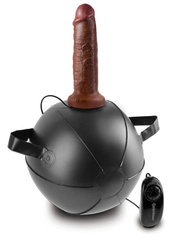 Pipedream Products King Cock Vibrating Mini Sex Ball with 7 Inch Dong Brown - Sex Machines