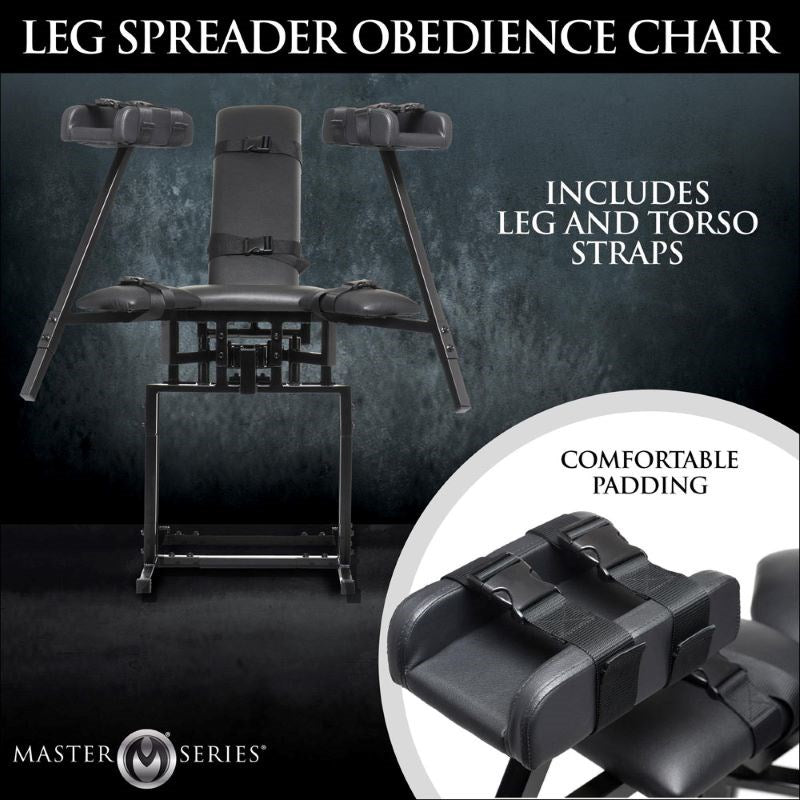 XR Brands Master Series Leg Spreader Obedience Chair BDSM Bondage Furniture - - Sex Furniture