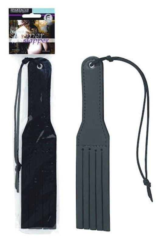 Spartacus Enterprises 11 Inch Mini Slapper With Slits Latigo Leather BDSM - - Paddles And Slappers