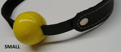 Hells Couture Amour Bondage Gag & Yellow Rubber Ball Adjustable BDSM - Bondage Gags and Bits