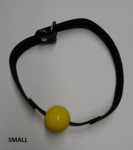 Hells Couture Amour Bondage Gag & Yellow Rubber Ball Adjustable BDSM - Bondage Gags and Bits