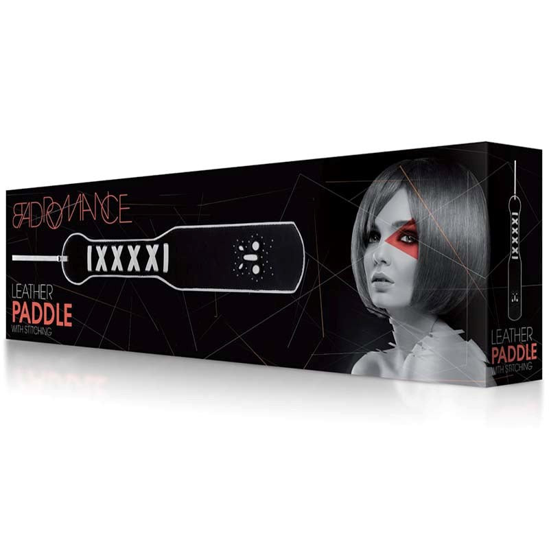 Shots Toys Bad Romance Leather Paddle with Stitching BDSM Impact Play - - Paddles And Slappers
