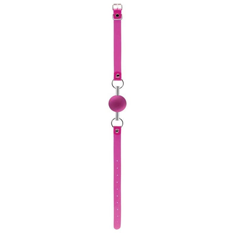 Shots Toys Bad Romance Pink Translucent Mouth Gag with Metal Tube Open Access - Bondage Gags and Bits