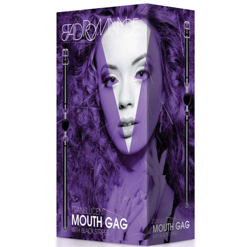 Shots Toys Bad Romance Translucent Mouth Gag Black Stripes Bondage Play - - Bondage Gags and Bits