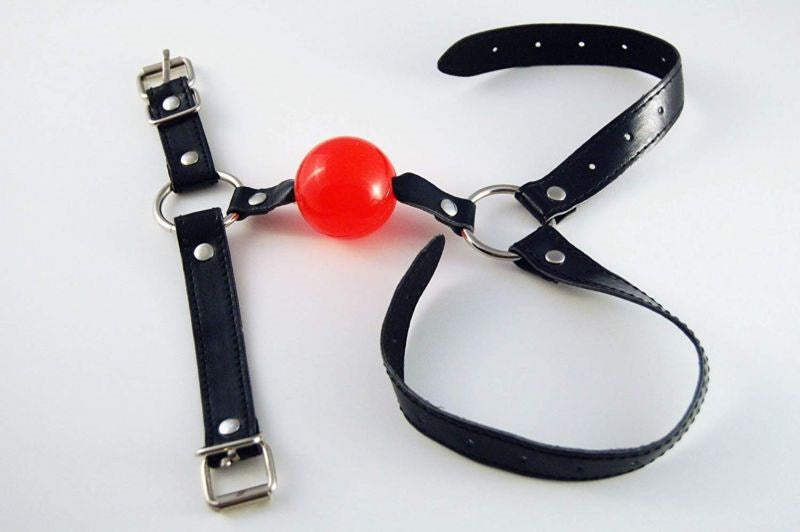 BDStyle BDSM Ball Gag with Chin Strap Thin Premium Silicone - Bondage Gags and Bits