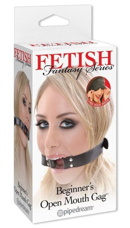 Pipedream Products Fetish Fantasy Beginners Open Mouth Gag Black BDSM Restraint - Bondage Gags and Bits