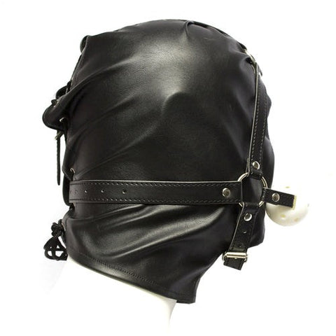 BDStyle Bondage Supplies Full Head Hood With Mouth Gag Leather - Bondage Gags and Bits