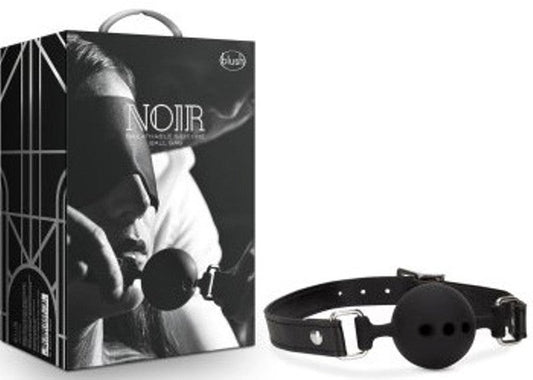 Noir Handmade Breathable Silicone Gag Black with Air Holes for Safe Play - - Bondage Gags and Bits