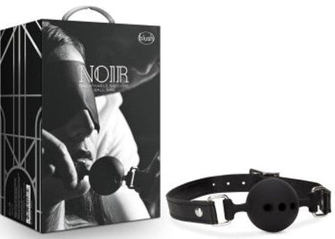 Noir Handmade Breathable Silicone Gag Black with Air Holes for Safe Play - Bondage Gags and Bits