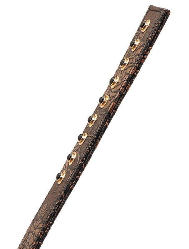 Spartacus Enterprises Brown Floral Print Paddle with Decorative Stones - - Paddles And Slappers