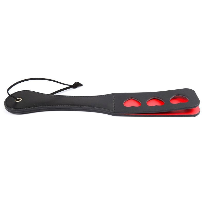 BDStyle Deviantart Triple Heart Paddle Red Leather Impact Sex Toy - Paddles And Slappers