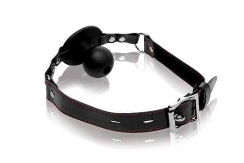 XR Brands Devour Locking Feeding Gag with Hollow Funnel Design - Bondage Gags and Bits