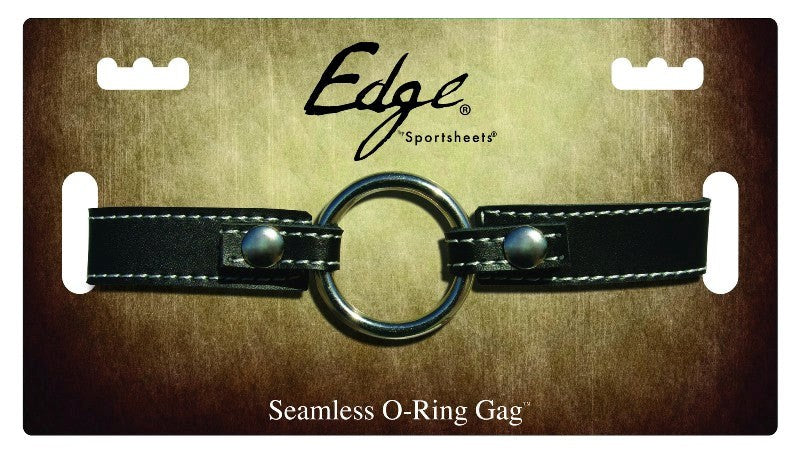 Sportsheets Edge Leather Seamless O Ring Gag with Lockable Buckle - - Bondage Gags and Bits