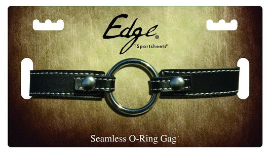 Sportsheets Edge Leather Seamless O Ring Gag with Lockable Buckle - - Bondage Gags and Bits