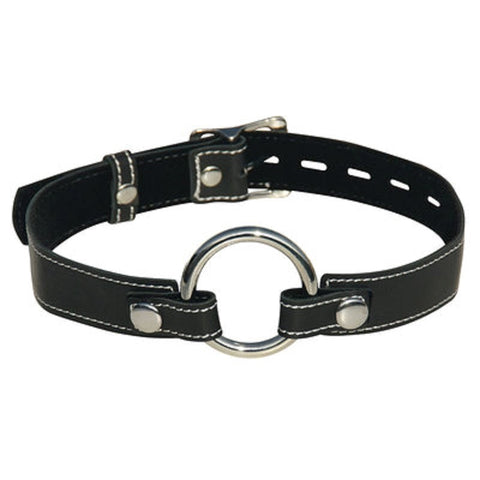 Sportsheets Edge Leather Seamless O Ring Gag with Lockable Buckle - Bondage Gags and Bits
