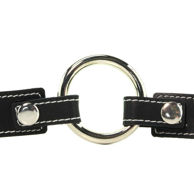 Sportsheets Edge Leather Seamless O Ring Gag with Lockable Buckle - - Bondage Gags and Bits