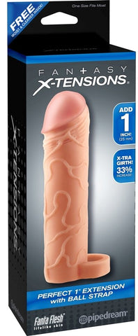 Pipedream Products Fantasy X Tensions Perfect Extension With Ball Strap Flesh - Penis Sleeves and Extenders