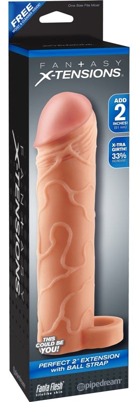 Pipedream Products Fantasy X Tensions Perfect Extension With Ball Strap Flesh - Penis Sleeves and Extenders