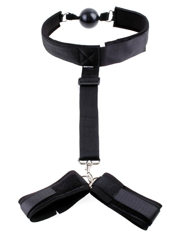 Pipedream Fetish Fantasy Bondage Gag and Wrist Restraint Complete Control - Bondage Gags and Bits