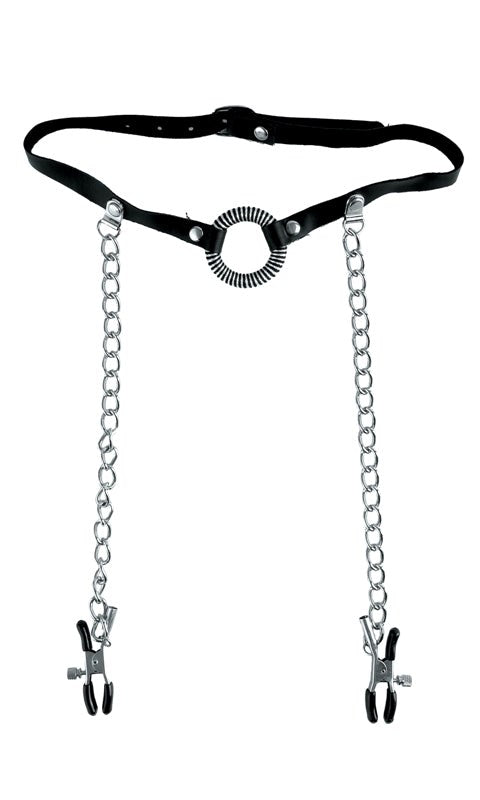 Pipedream Products Fetish Fantasy Limited Edition O Ring Gag and Nipple Clamps - Bondage Gags and Bits
