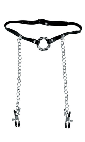 Pipedream Products Fetish Fantasy Limited Edition O Ring Gag and Nipple Clamps - Bondage Gags and Bits