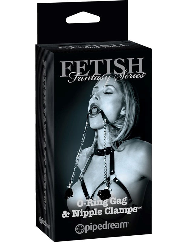 Pipedream Products Fetish Fantasy Limited Edition O Ring Gag and Nipple Clamps - Bondage Gags and Bits