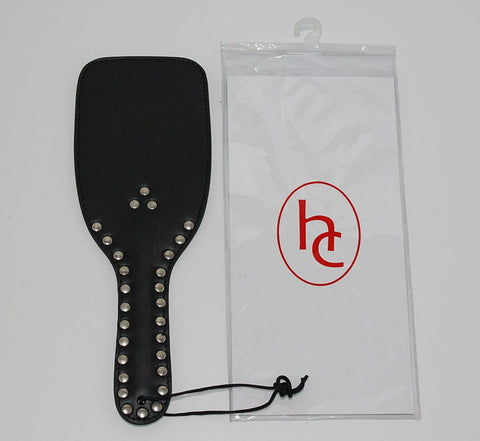 Hells Couture Fetlife Wide Ping Pong Studded Leather Paddle BDSM Impact - Paddles And Slappers